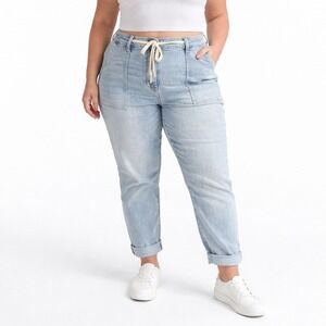 Judy Blue High Waist Denim Joggers Light Wash Plus Size 24W Drawstring jeans NWT